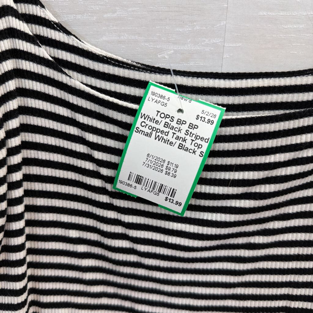 BP White/ Black Striped Cropped Tank Top Small