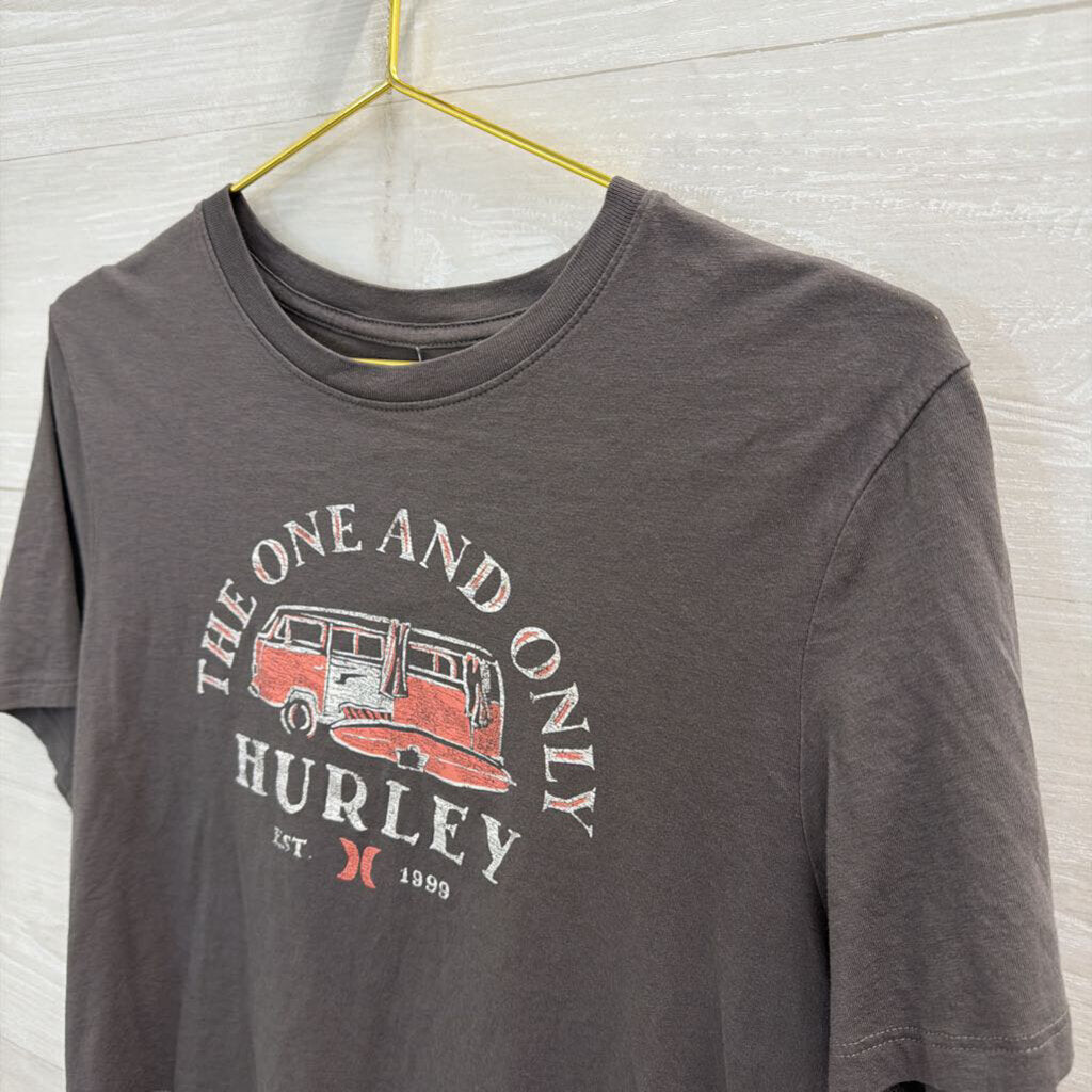 Hurley Grey The One and Only Cropped Short Sleeve Graphic Tee Medium