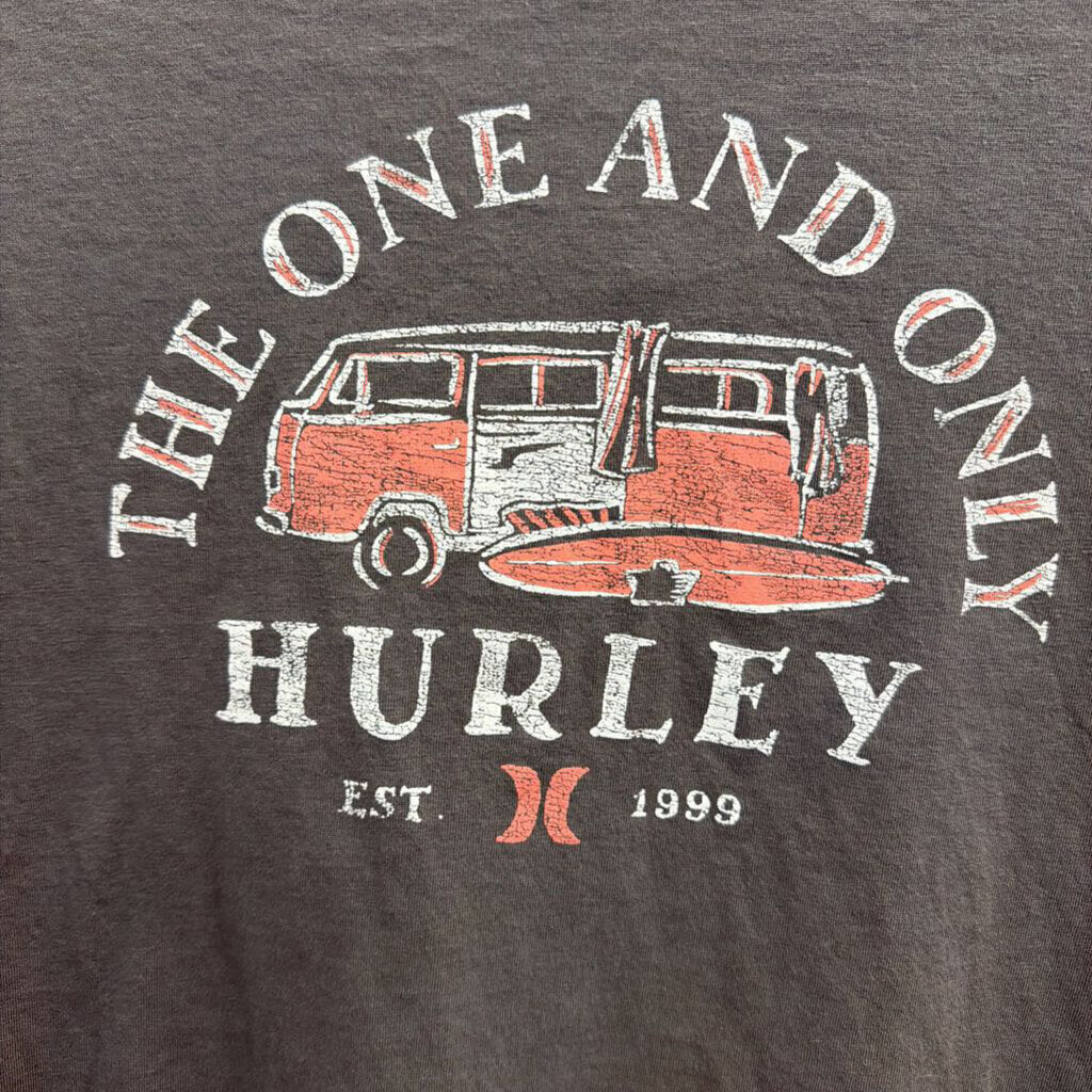Hurley Grey The One and Only Cropped Short Sleeve Graphic Tee Medium