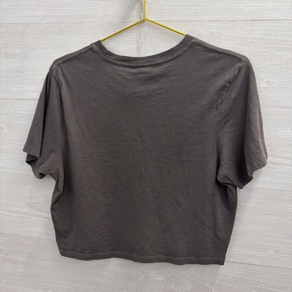 Hurley Grey The One and Only Cropped Short Sleeve Graphic Tee Medium