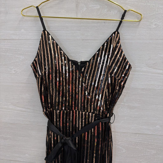 Chelsea 28 Black/ Gold Sequin Midi Dress 8