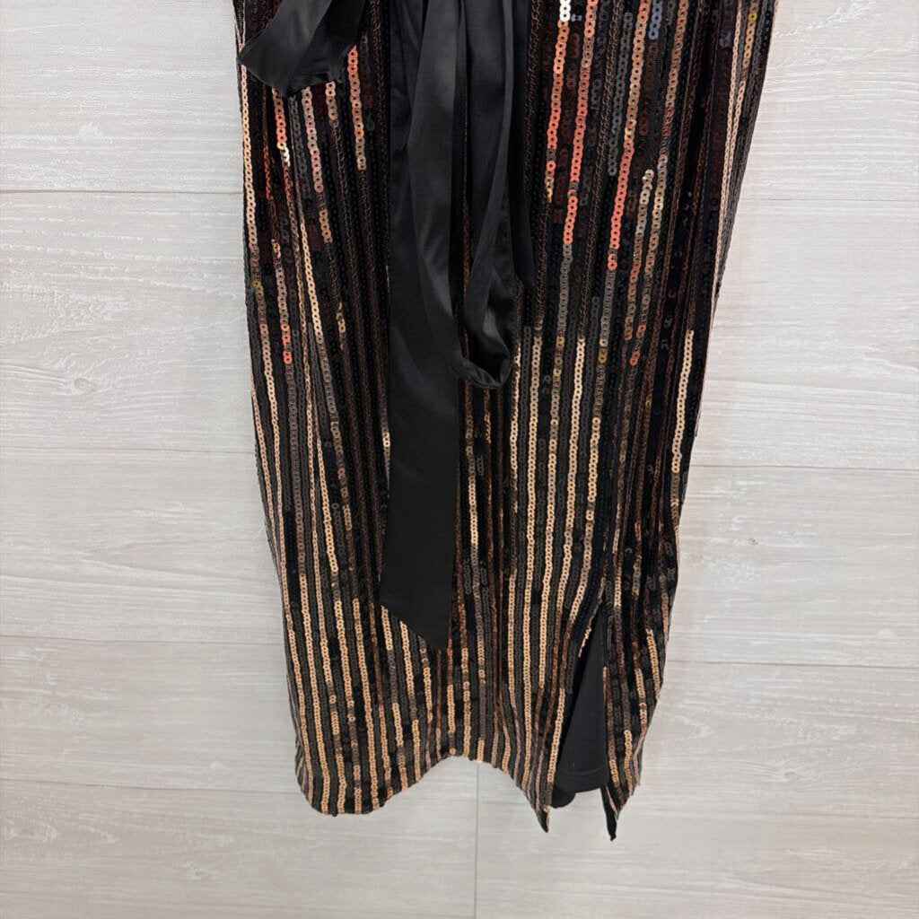 Chelsea 28 Black/ Gold Sequin Midi Dress 8