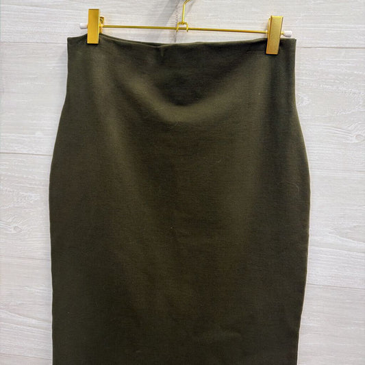 Green Fitted Midi Skirt Medium