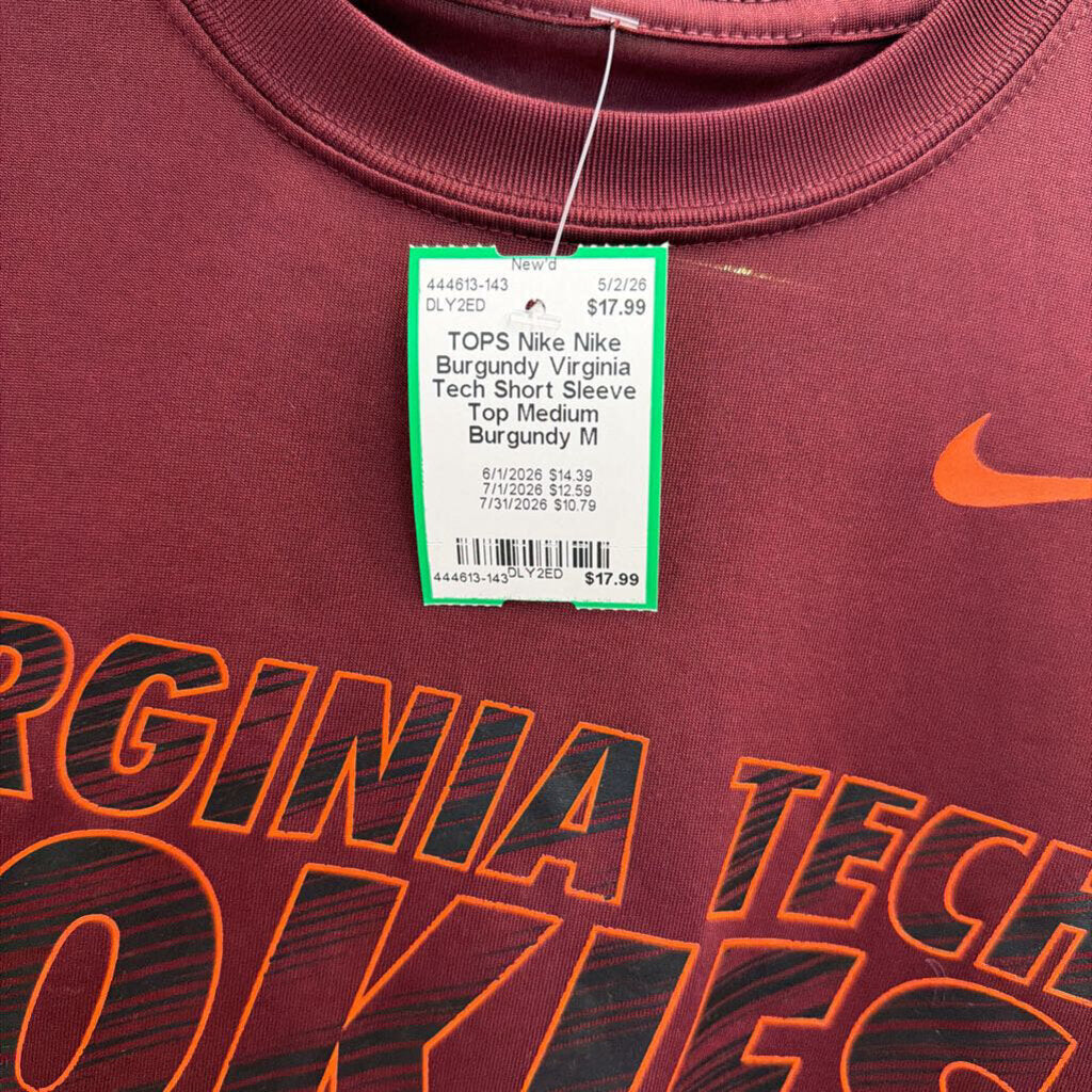 Nike Burgundy Virginia Tech Short Sleeve Top Medium