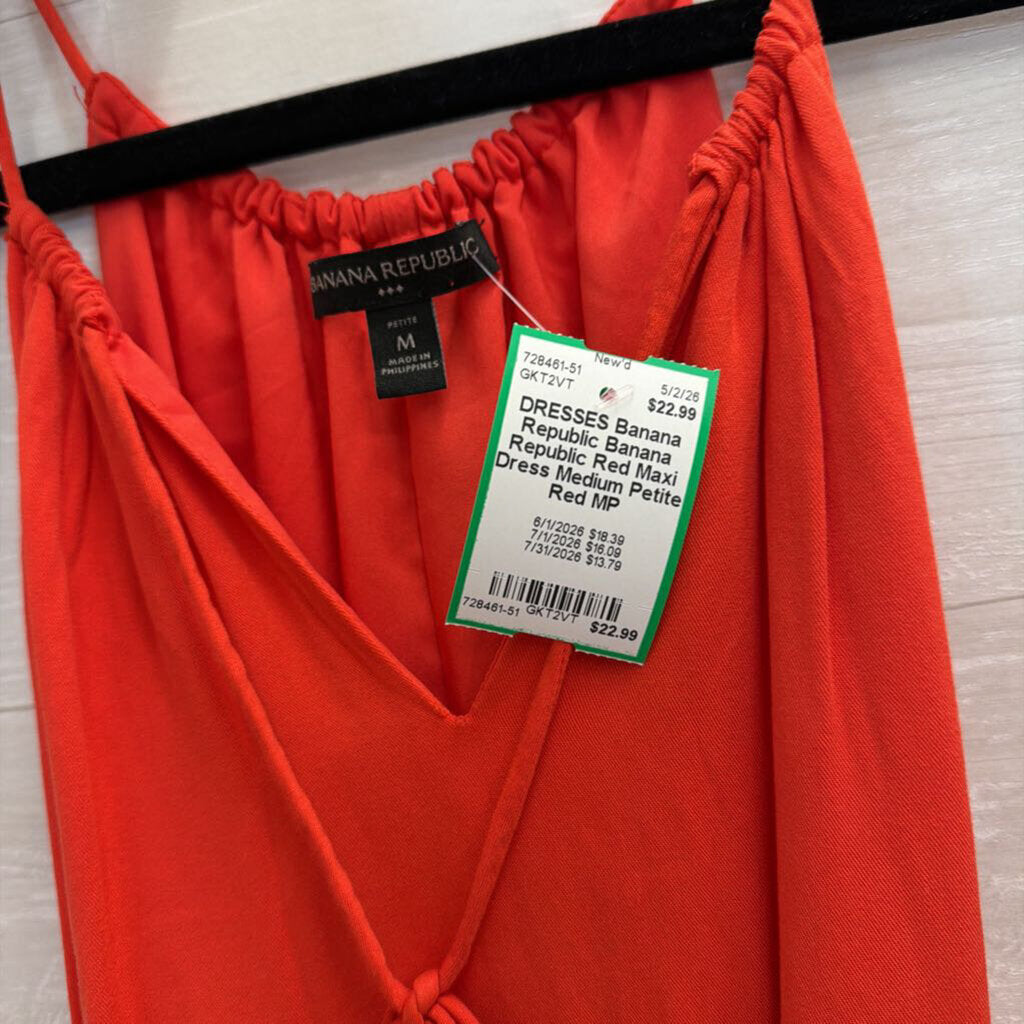Banana Republic Red Maxi Dress Medium Petite