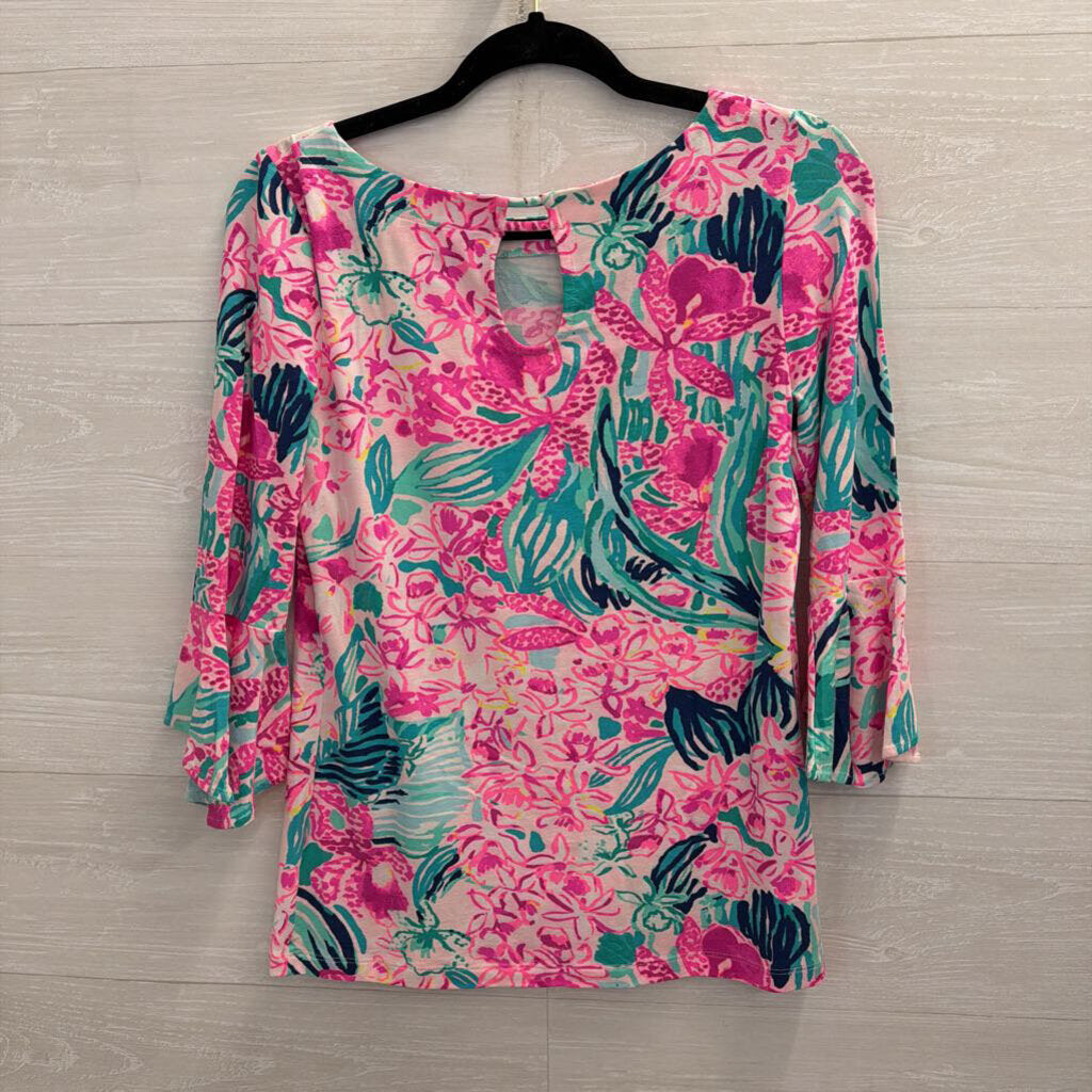 Lilly Pulitzer Pink/ Multi Print Long Sleeve Top Extra Small
