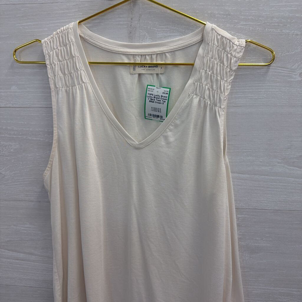 Lucky Brand Cream V Neck Tank Top SMall