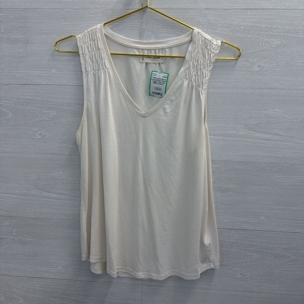 Lucky Brand Cream V Neck Tank Top SMall