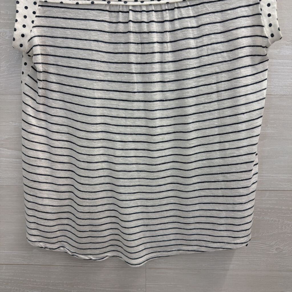 Daniel Rainn White/ Navy Polka Dot Short Sleeve Top Small