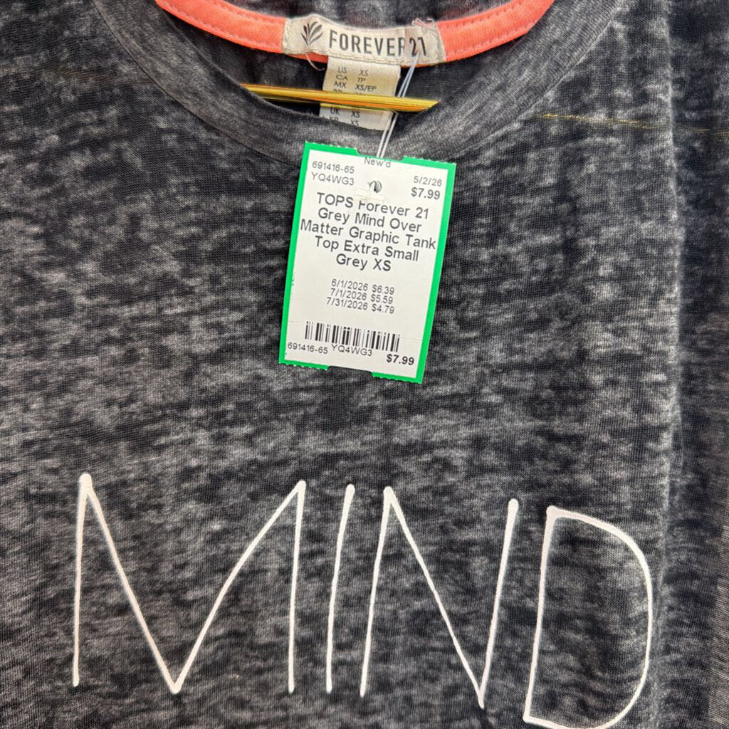 Grey Mind Over Matter Graphic Tank Top Extra Small