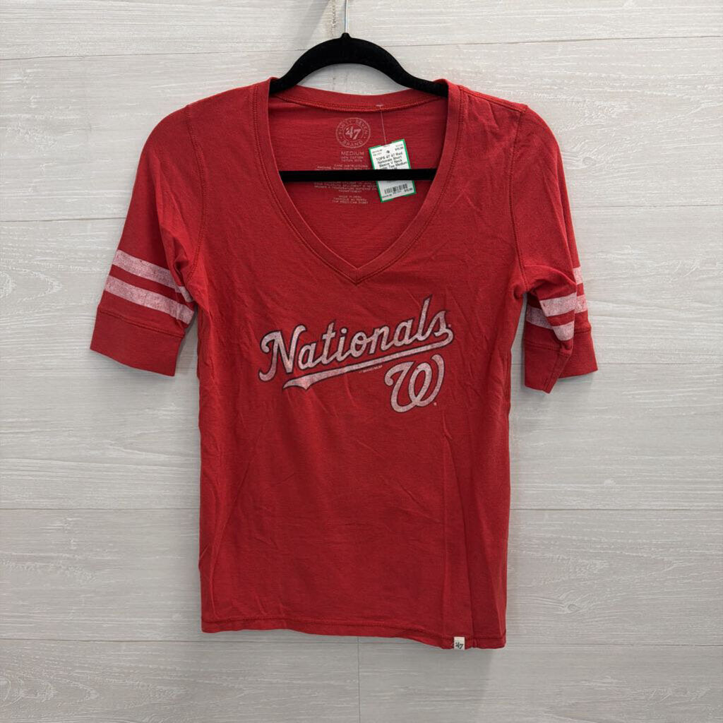 47 Red Nationals Short Sleeve V Neck Graphic Tee Medium