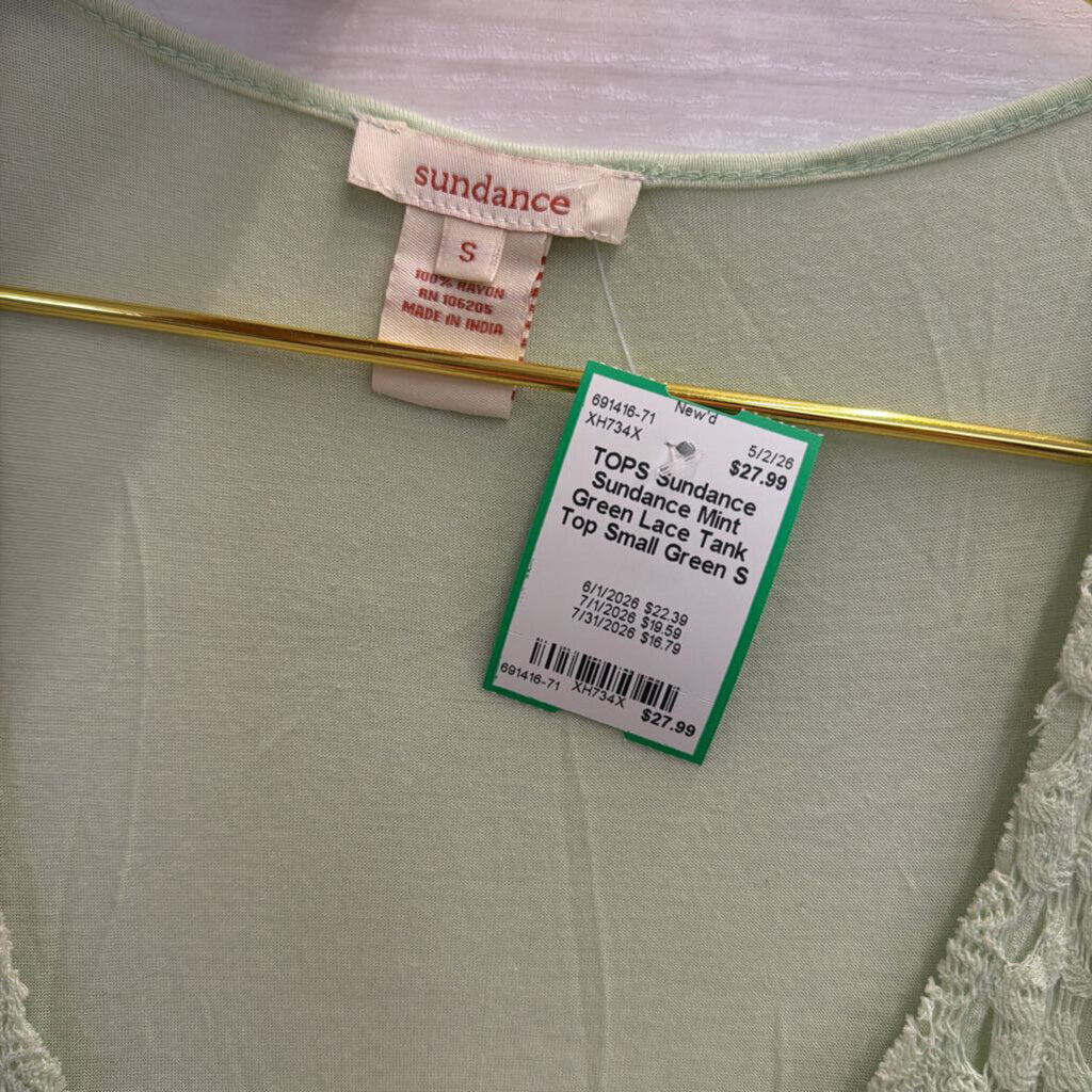 Sundance Mint Green Lace Tank Top Small