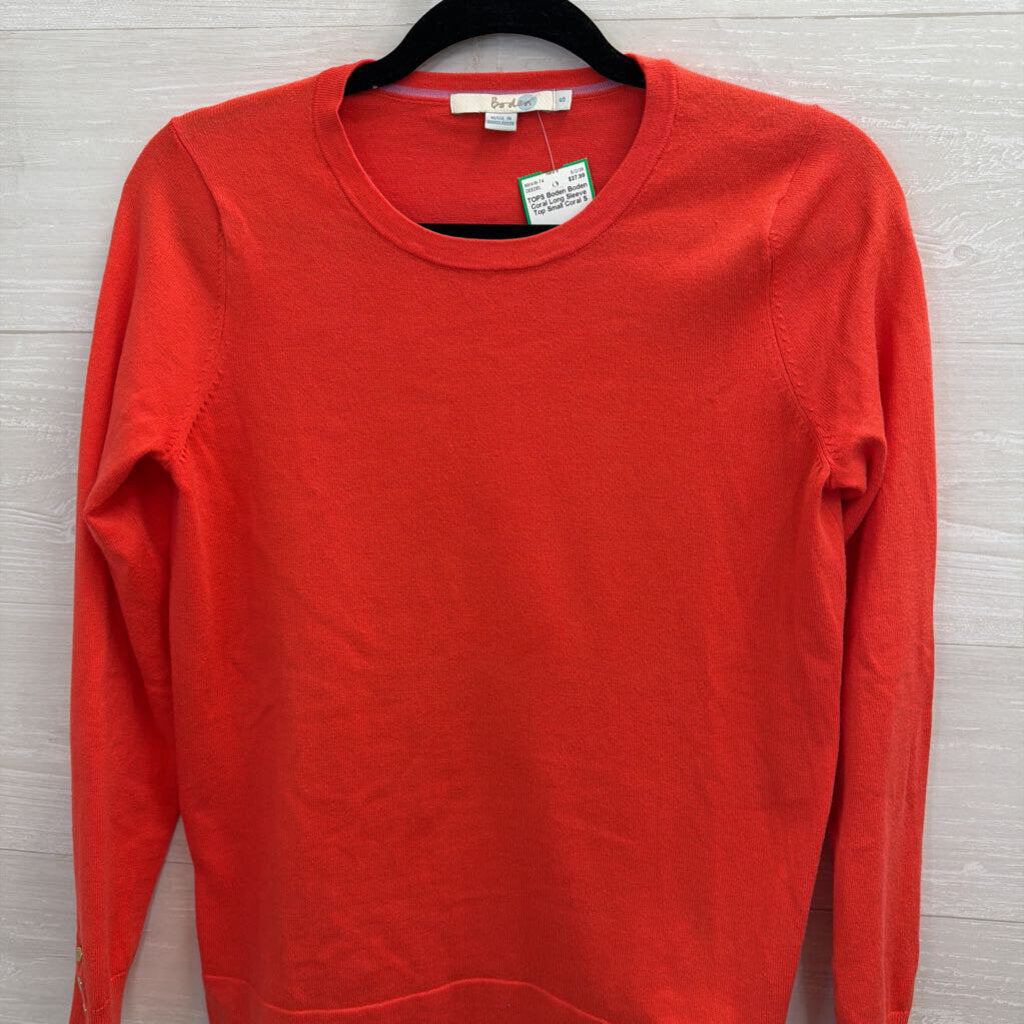Boden Coral Long Sleeve Top Small