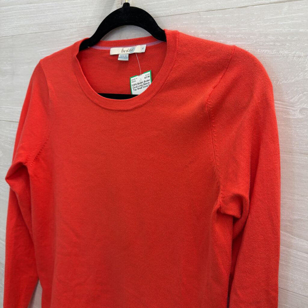 Boden Coral Long Sleeve Top Small