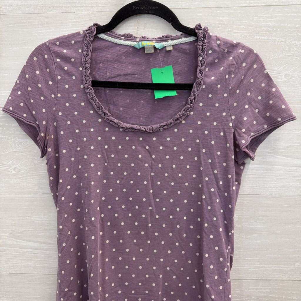 Boden Purple/ White Polka Dot Short Sleeve Top 6