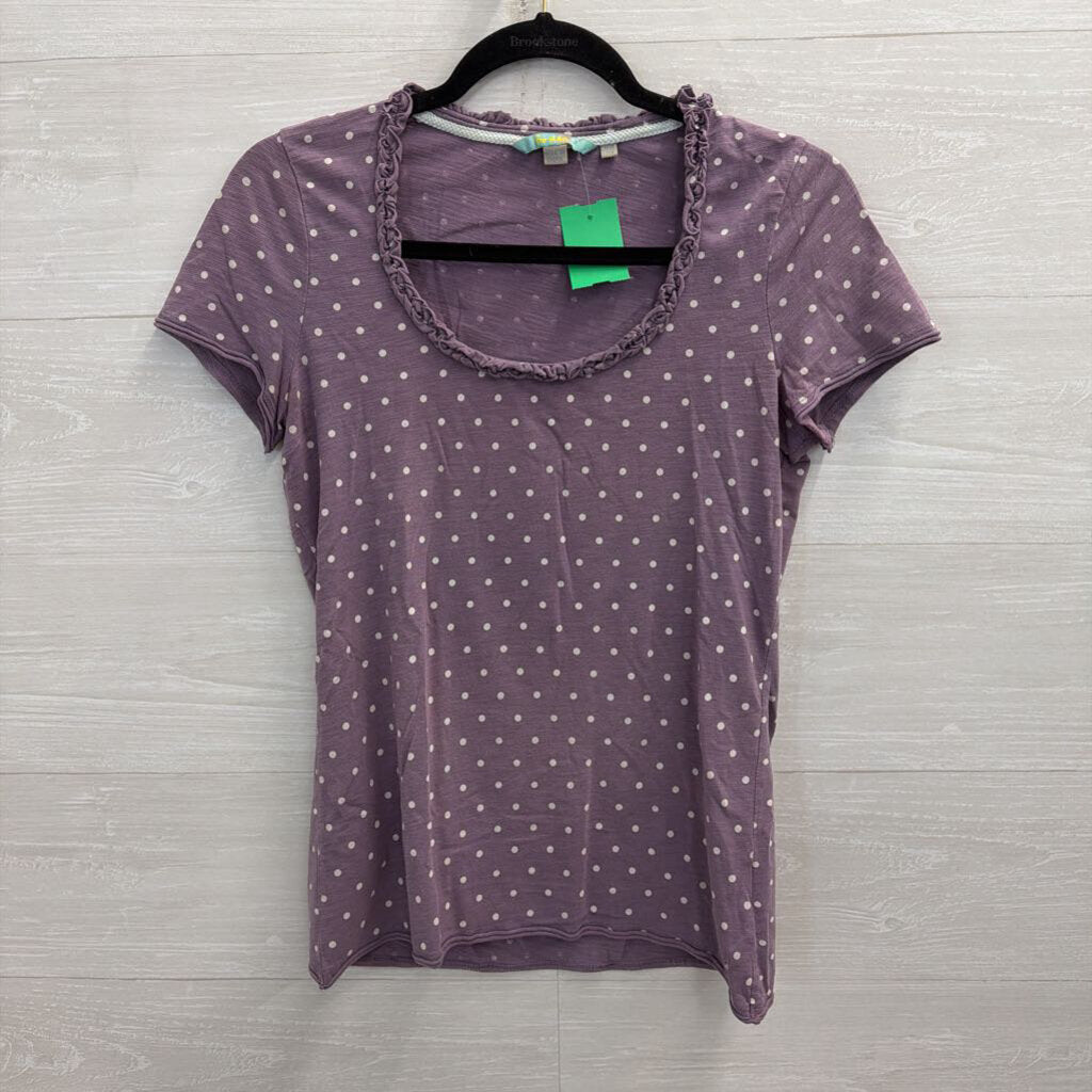 Boden Purple/ White Polka Dot Short Sleeve Top 6
