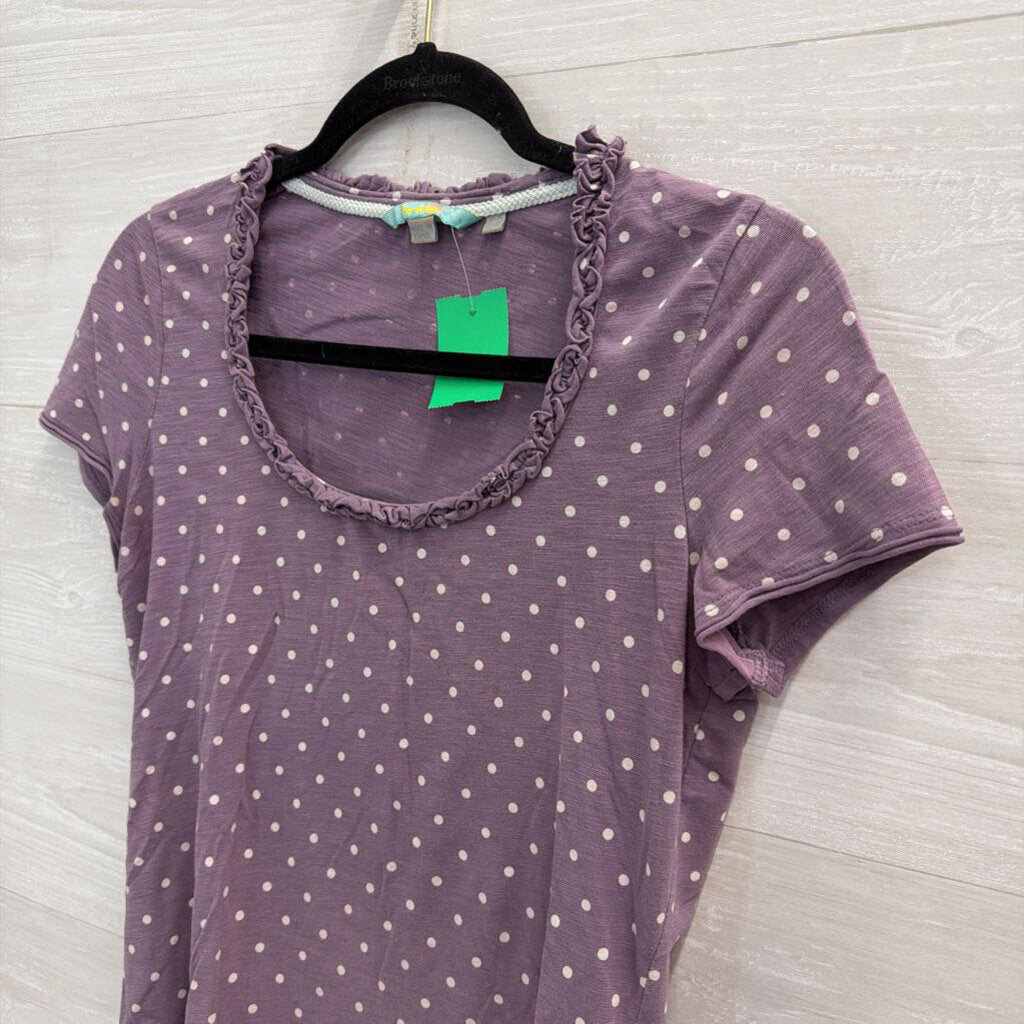 Boden Purple/ White Polka Dot Short Sleeve Top 6