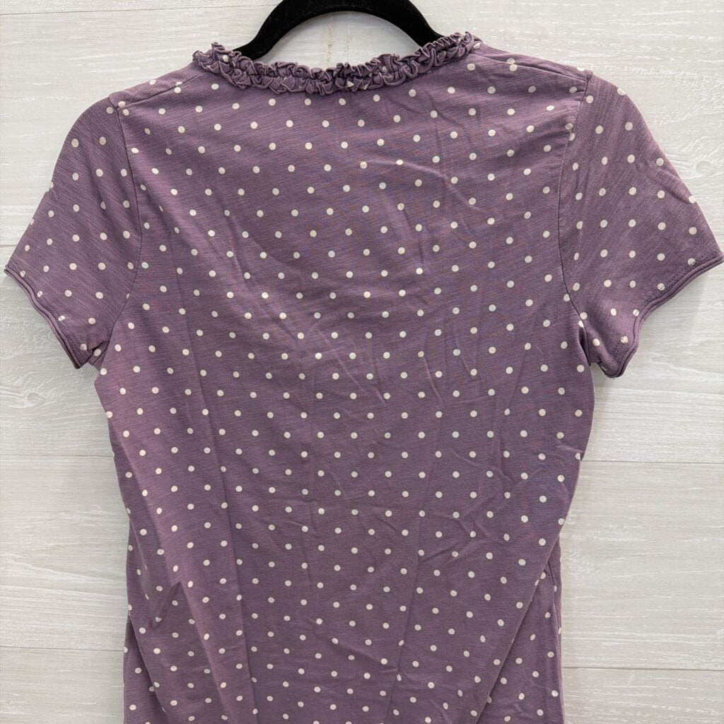 Boden Purple/ White Polka Dot Short Sleeve Top 6