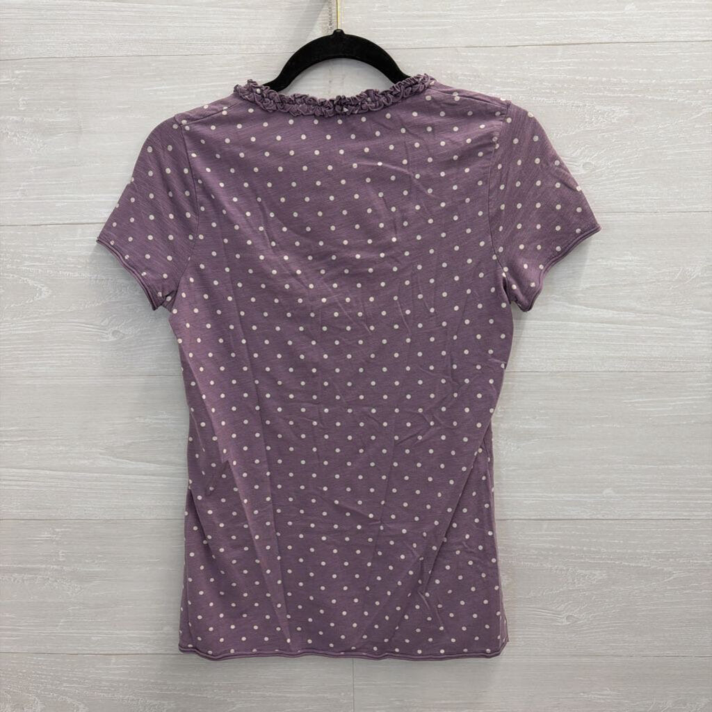Boden Purple/ White Polka Dot Short Sleeve Top 6