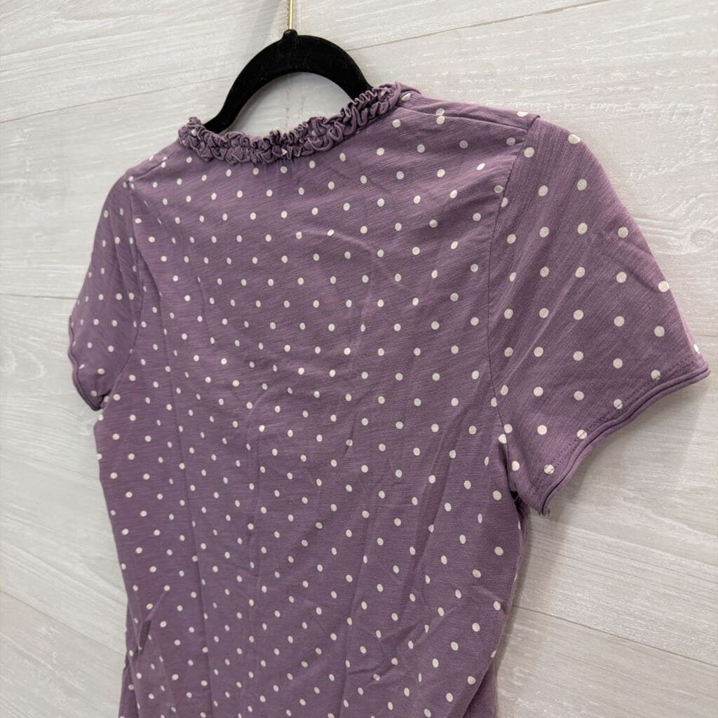 Boden Purple/ White Polka Dot Short Sleeve Top 6
