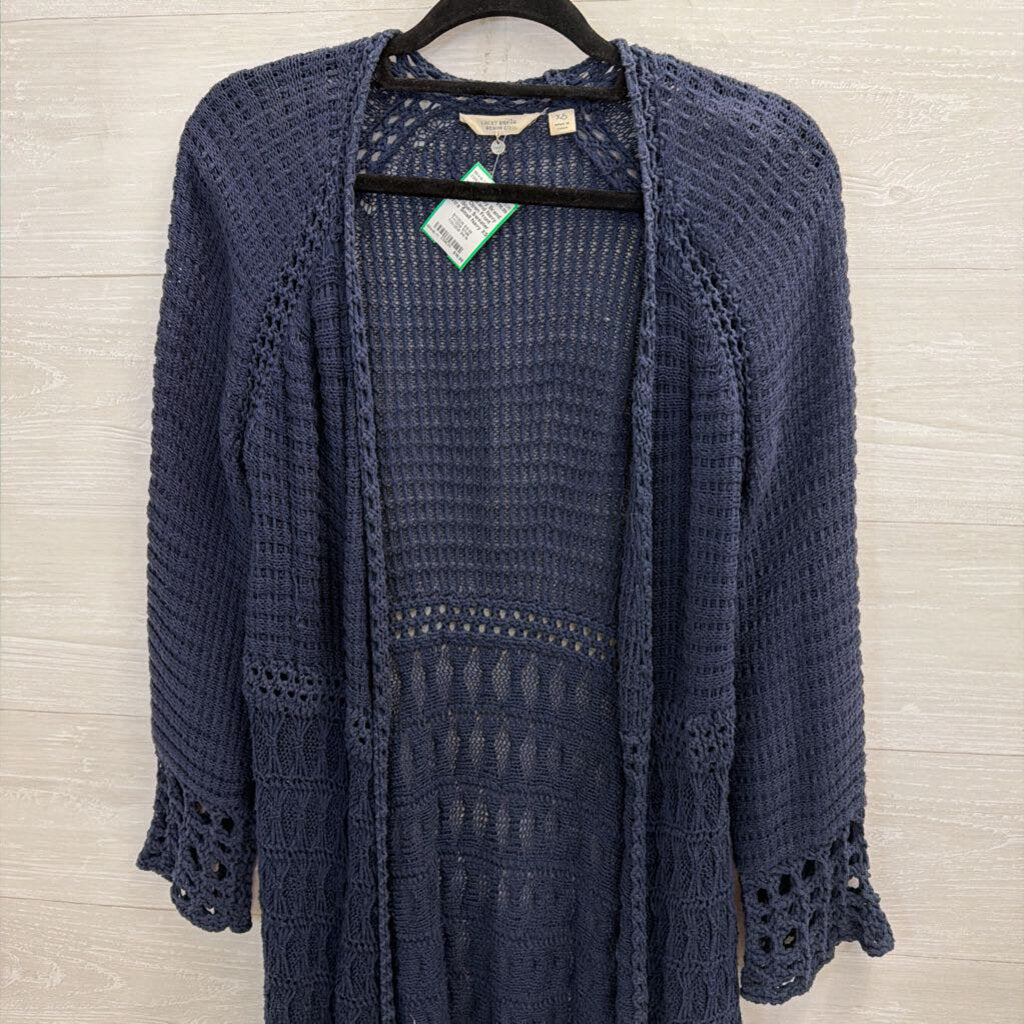 Lucky Brand Navy Knit Open Front Cardigan Sweater Extra Small