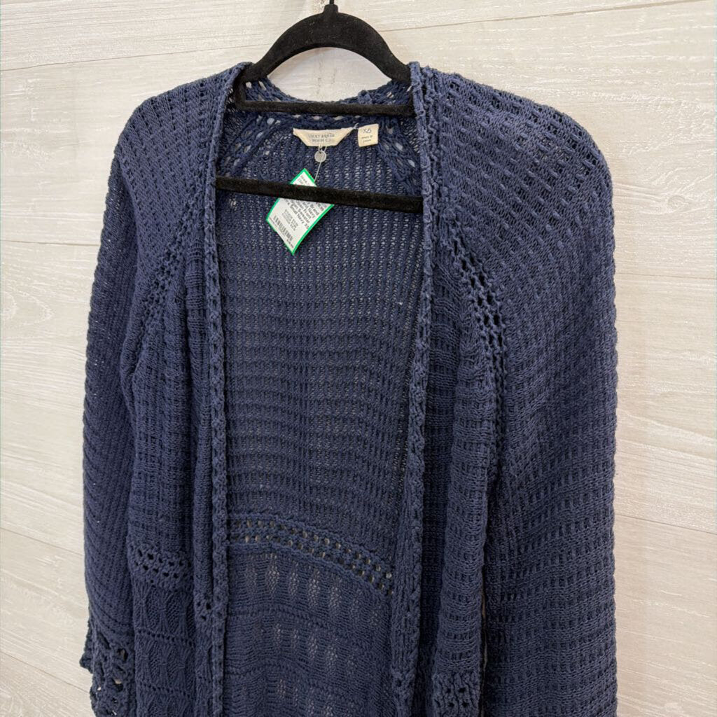 Lucky Brand Navy Knit Open Front Cardigan Sweater Extra Small