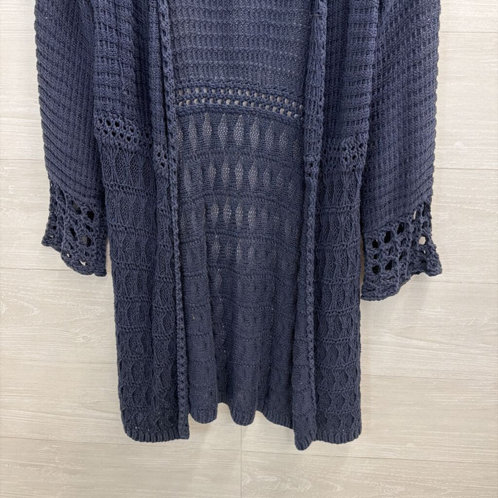 Lucky Brand Navy Knit Open Front Cardigan Sweater Extra Small