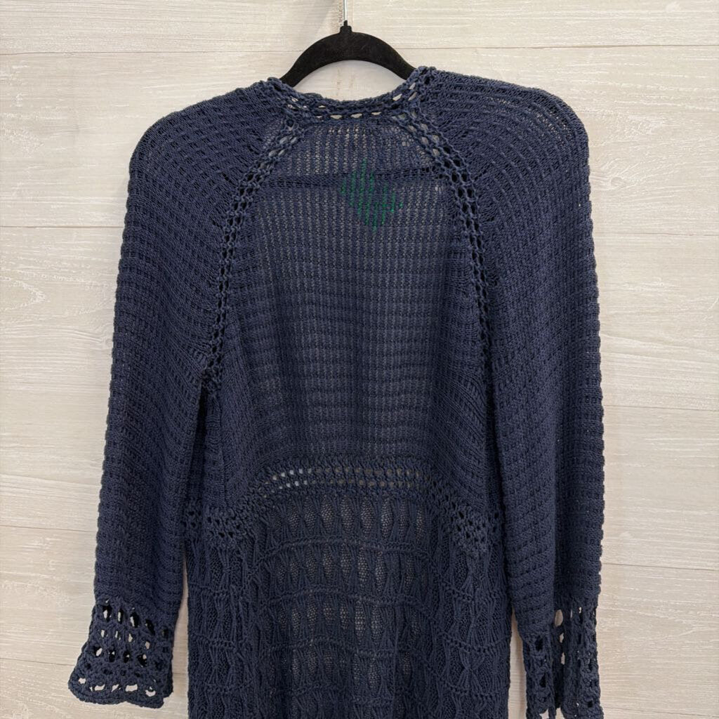 Lucky Brand Navy Knit Open Front Cardigan Sweater Extra Small