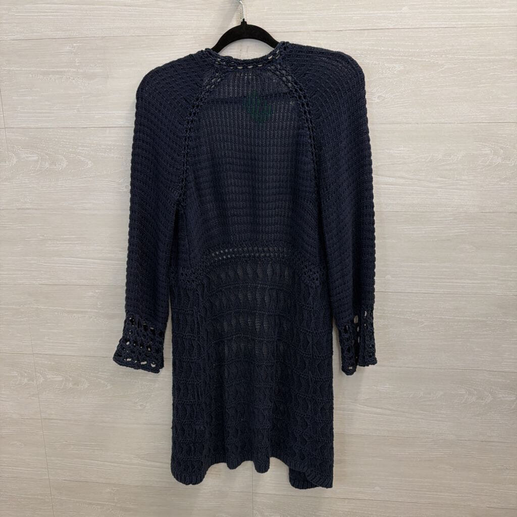 Lucky Brand Navy Knit Open Front Cardigan Sweater Extra Small