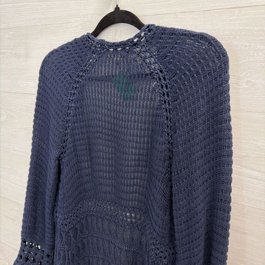 Lucky Brand Navy Knit Open Front Cardigan Sweater Extra Small