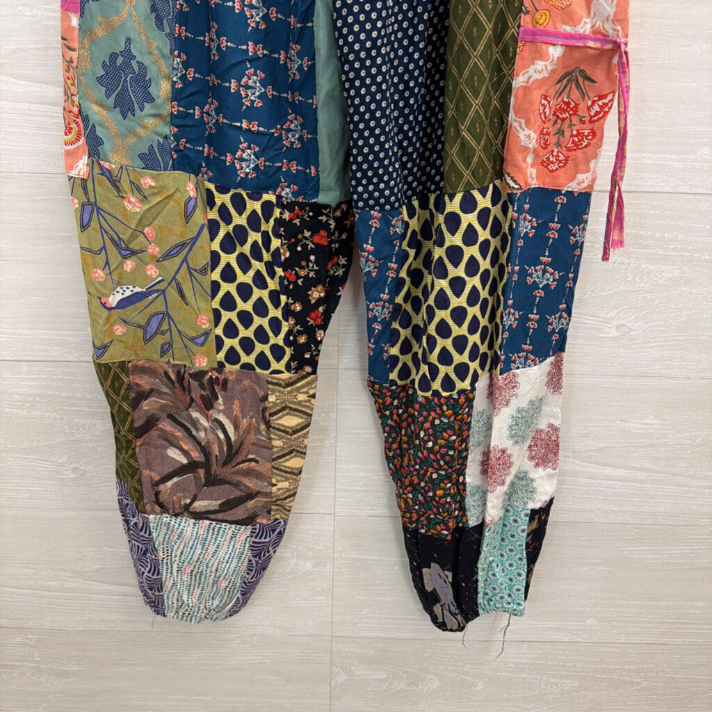 Wide Leg Patchwork Pull On Pants Small