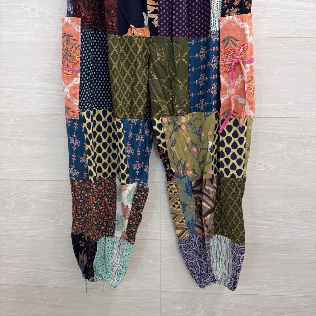 Wide Leg Patchwork Pull On Pants Small