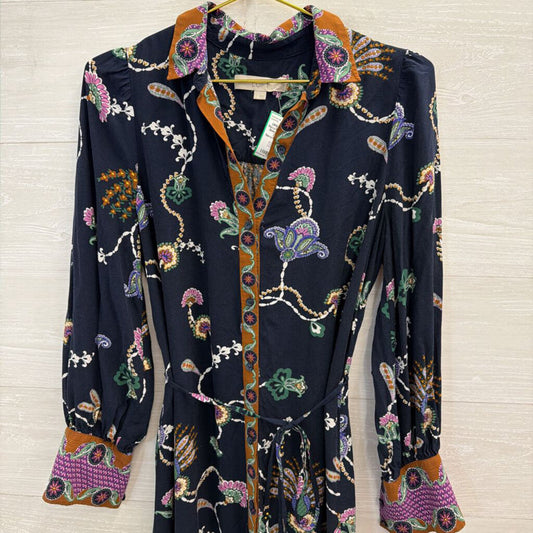 Navy/Printed Long Sleeve Collared Dress 2