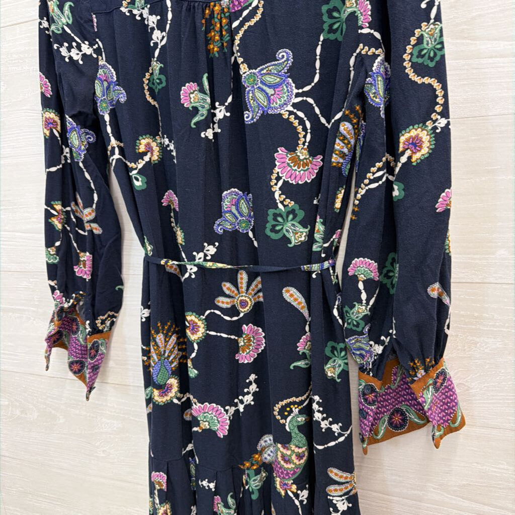 Navy/Printed Long Sleeve Collared Dress 2