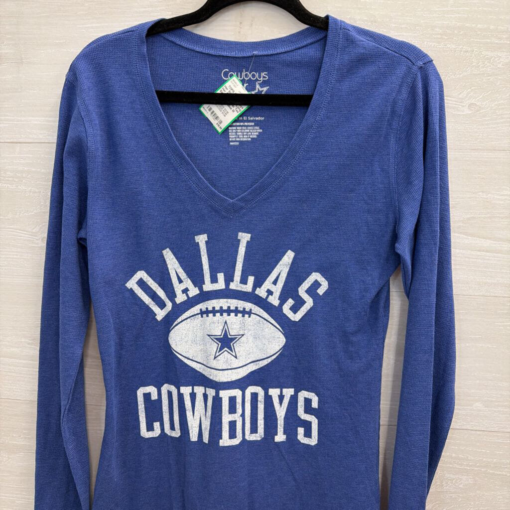 Cowboys Her Style Blue Long Sleeve Graphic Tee Medium