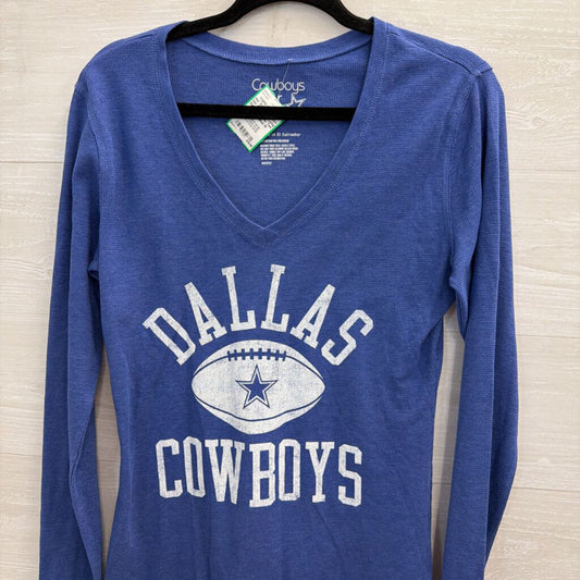 Cowboys Her Style Blue Long Sleeve Graphic Tee Medium