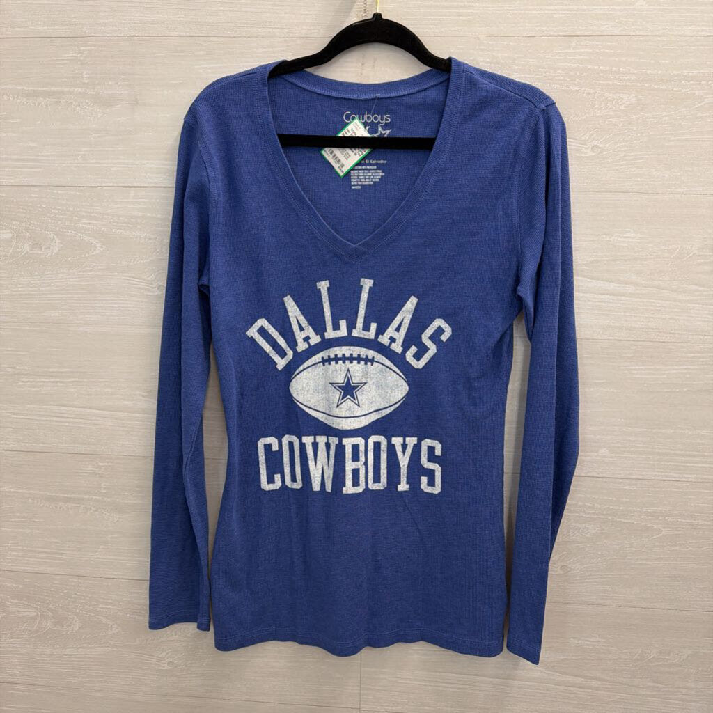 Cowboys Her Style Blue Long Sleeve Graphic Tee Medium