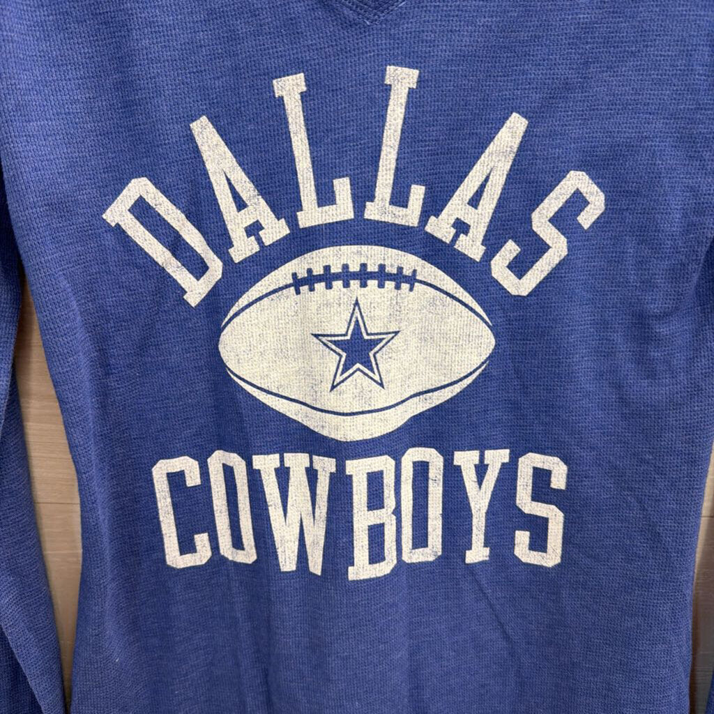 Cowboys Her Style Blue Long Sleeve Graphic Tee Medium