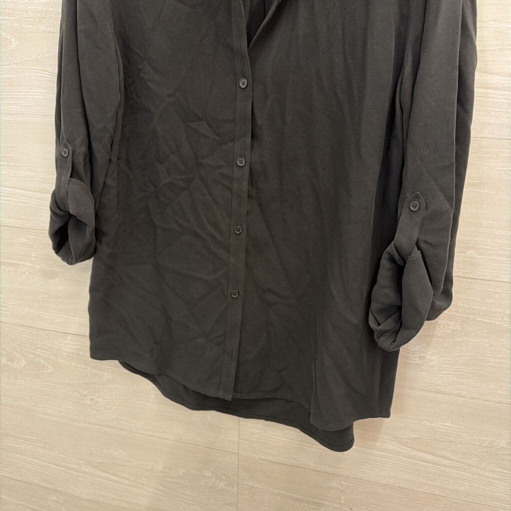 Ralph Lauren Black 100% Silk Long Sleeve Button Down Top Medium
