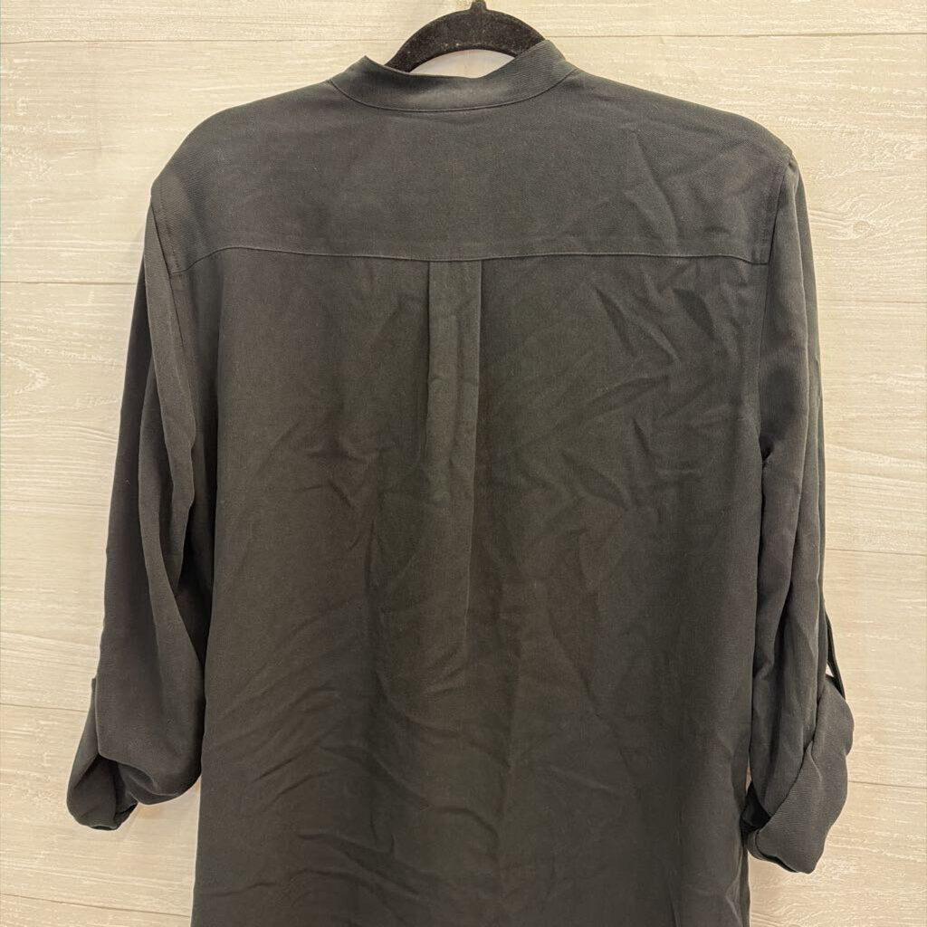 Ralph Lauren Black 100% Silk Long Sleeve Button Down Top Medium