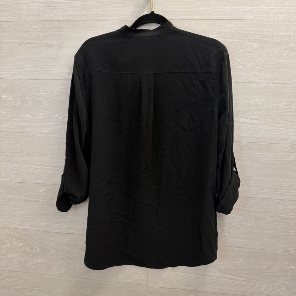 Ralph Lauren Black 100% Silk Long Sleeve Button Down Top Medium