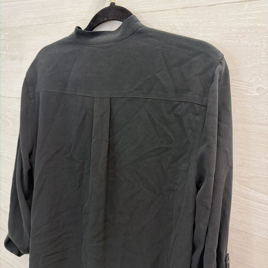 Ralph Lauren Black 100% Silk Long Sleeve Button Down Top Medium