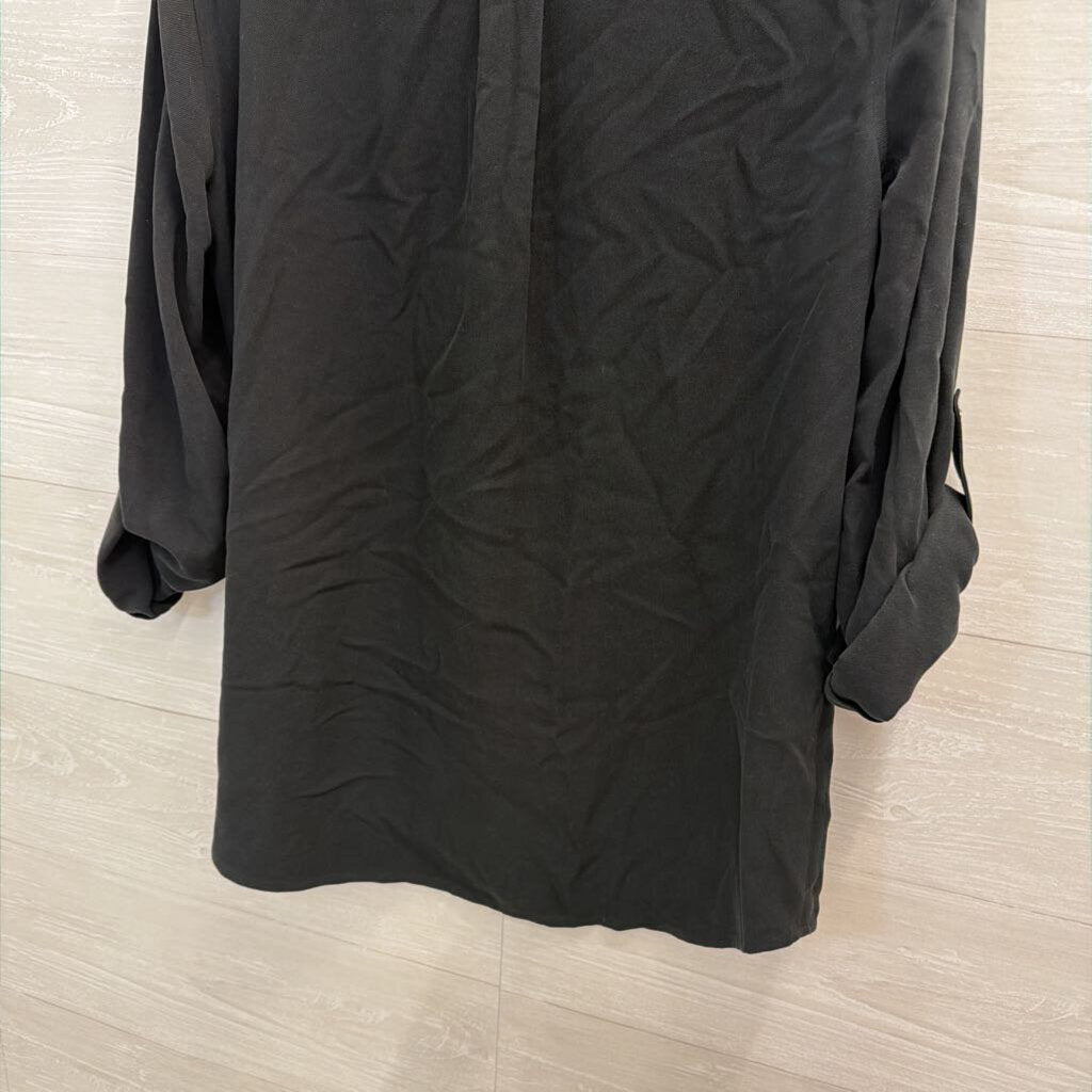 Ralph Lauren Black 100% Silk Long Sleeve Button Down Top Medium