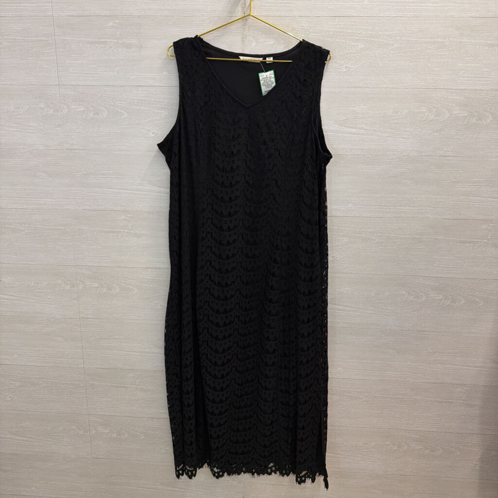Isaac Mizrahi Black Lace Sleeveless Maxi Dress Extra Large Petite