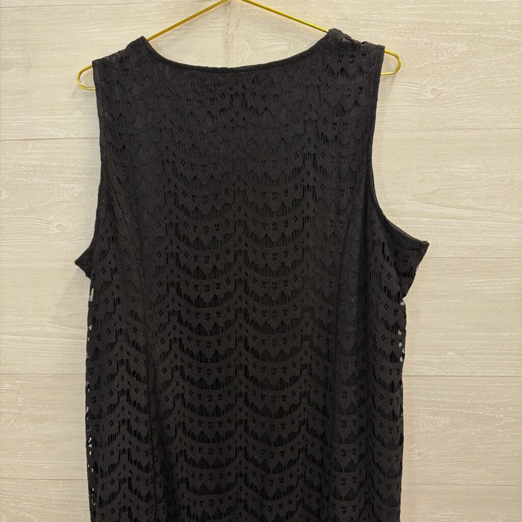 Isaac Mizrahi Black Lace Sleeveless Maxi Dress Extra Large Petite