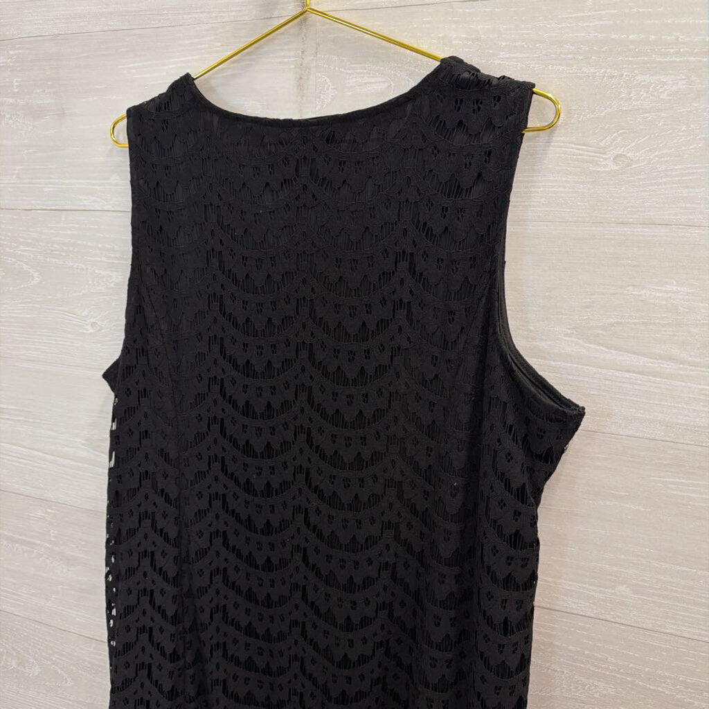 Isaac Mizrahi Black Lace Sleeveless Maxi Dress Extra Large Petite