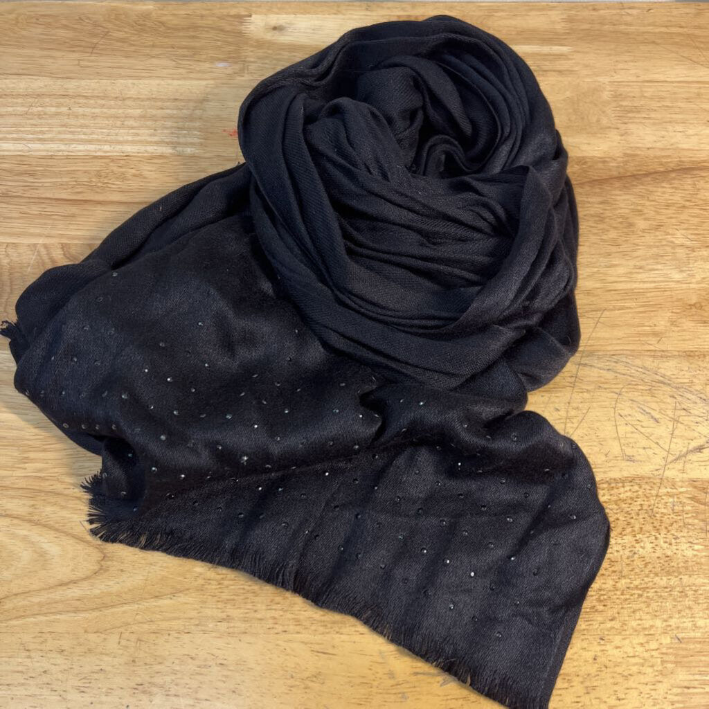 INC Black Embellished Detail Scarf