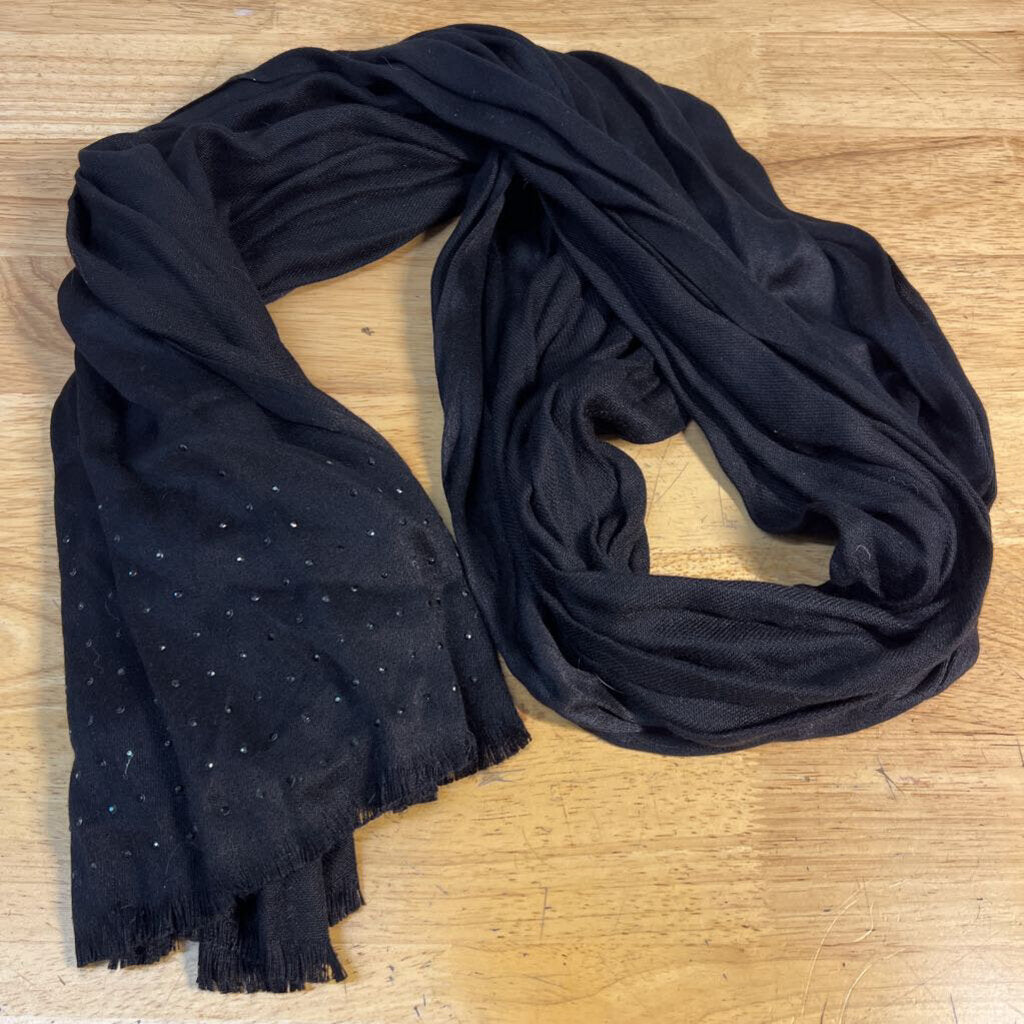 INC Black Embellished Detail Scarf