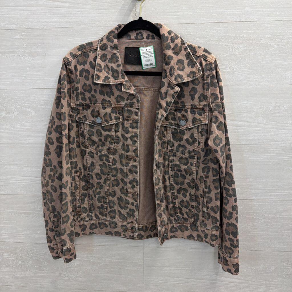 Blank NYC Brown Leopard Print Denim Jacket Medium