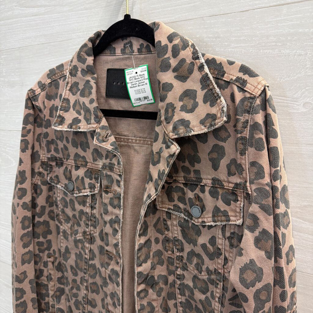 Blank NYC Brown Leopard Print Denim Jacket Medium